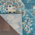 4' X 6' Turquoise Cream and Navy Blue Floral Distressed Area Rug
