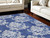 8' X 10' Navy Blue and Ivory Damask Distressed Non Skid Area Rug