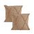 Set of Two Tan Diamond Cotton Throw Pillow With Fringe