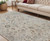 5' X 8' Ivory Blue And Gray Floral Medallion Area Rug