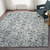 2' X 3' Charcoal Ivory And Light Blue Oriental Area Rug