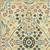 3' X 5' Ivory Blue And Burnt Orange Oriental Area Rug With Fringe