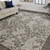 8' X 10' Gray and Silver Floral Hand Tufted Area Rug