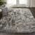 5' X 7' Ivory Black and Gray Abstract Distressed Area Rug