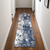 8' Runner Blue and Ivory Abstract Power Loom Runner Rug