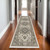 8' Ivory And Gold Medallion Runner Rug With Fringe