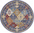 5' Red Blue and Light Brown Ogee Distressed Non Skid Round Rug