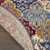 5' Red Blue and Light Brown Ogee Distressed Non Skid Round Rug
