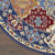 5' Red Blue and Light Brown Ogee Distressed Non Skid Round Rug