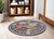 5' Red Blue and Light Brown Ogee Distressed Non Skid Round Rug