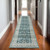 8' Teal And Ivory Oriental Distressed Runner Rug