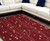 7' X 10' Red Black and Ivory Floral Vines Power Loom Area Rug