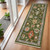 6' Green Gray And Light Blue Oriental Runner Rug With Fringe