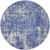 8' Ivory and Blue Abstract Distressed Round Rug