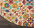 8' Ivory Red And Orange Wool Floral Hand Tufted Round Rug