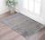 2' X 3' Gray Ivory and Blue Abstract Hand Woven Worn Faded Area Rug