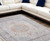 10' X 14' Ivory Blue and Orange Oriental Hand Woven Distressed Area Rug With Fringe