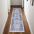 8' Ivory and Navy Blue Geometric Distressed Non Skid Runner Rug