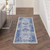 8' Ivory and Navy Blue Geometric Distressed Non Skid Runner Rug