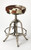 Brown And White and Silver Iron Backless Swivel Bar Chair