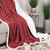 Queen Red And Orange Geometric Fleece Woven Plush Blanket