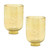 Set of Two Gold Abstract Glass Tabletop Pillar Candle Holders