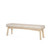 62" Beige Cream and Brown Striped Cotton Blend and Solid Wood Upholstered Bench