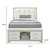 Natural White and Beige Wood And Upholstery Lighted Upholstered Full Bed Frame With USB And Drawers With Drawer, Shelve Storage