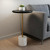 23" Glossy Black Gold and White Solid Wood Iron and Marble Round Pedestal End Table