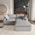 80" Light Gray Linen Blend Modular Loveseat With Storage Ottoman