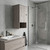 16" Light Gray Wood Floating Single Door Bathroom Vanity And Medicine Cabinet