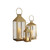 Set of Three Gold Glass Floor Candelabra Candle Holders