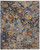 6' X 9' Blue Gray and Red Wool Floral Hand Knotted Area Rug With Fringe