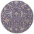 8' Eggplant Beige And Gold Round Floral Washable Indoor Outdoor Area Rug
