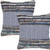 Set of Two 18" Gray And Blue Striped Cotton Blend Throw Pillows with Texture