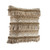 20" Beige And White Striped Throw Pillow Cover with Fringe And Texture