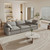 120" Light Gray Linen Blend Modular Sofa With Toss Pillows
