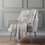 50" X 70" Peach Ivory And Blue Animal Print Polyester Woven Plush Throw Blanket