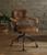 Brown and Black Swivel Faux Leather Rolling Office Chair
