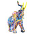 7" Blue Yellow And Pink Resin Elephant Tabletop Sculpture