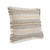 20" White And Tan Striped Cotton Throw Pillow Cover with Fringe