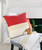 20" Raspberry And Off White Beach Cotton Throw Pillow Cover with Tassels
