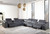 Gray Italian Leather Power Reclining U Shaped Eight Piece Corner Sectional With Console