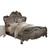 Gray Carved Scrollwork Wood Queen Bed Frame