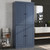 32" French Blue Solid Wood Free Standing Four Door Linen Cabinet