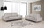 Two Piece Indoor Light Gray Italian Leather Five Person Seating Set