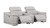 Three Piece Ash Gray Genuine Leather Six Person Seating Set