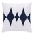 20" Blue And White Diamond Cotton Blend Throw Pillow Cover