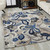 8' X 10' Blue And Gray Floral Stain Resistant Indoor Outdoor Area Rug