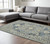 8' X 10' Denim Blue And Ivory Wool Oriental Hand Tufted Area Rug
